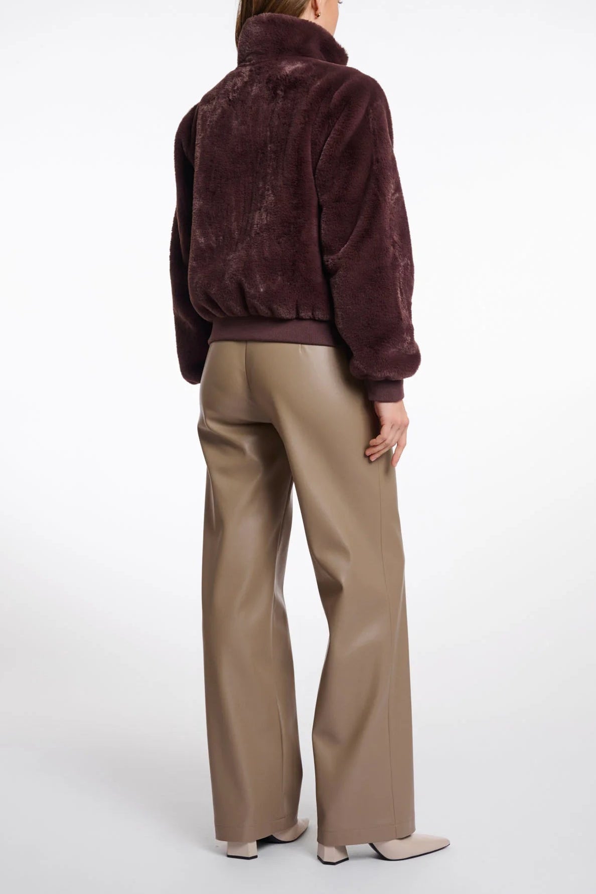 Buckle Detail Faux Fur Coat