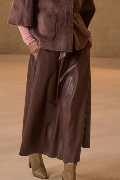 Chelsea Faux Fur Leather Skirt