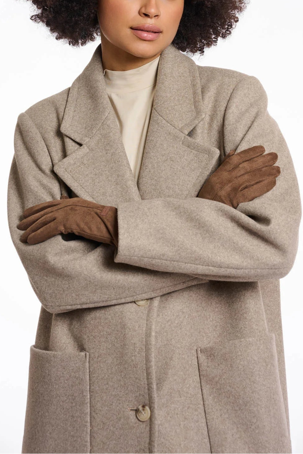 Faux Fur Trim Suede Gloves