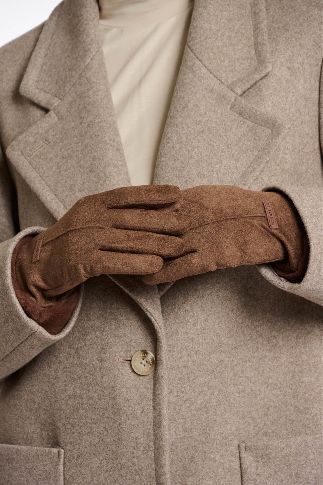 Faux Fur Trim Suede Gloves