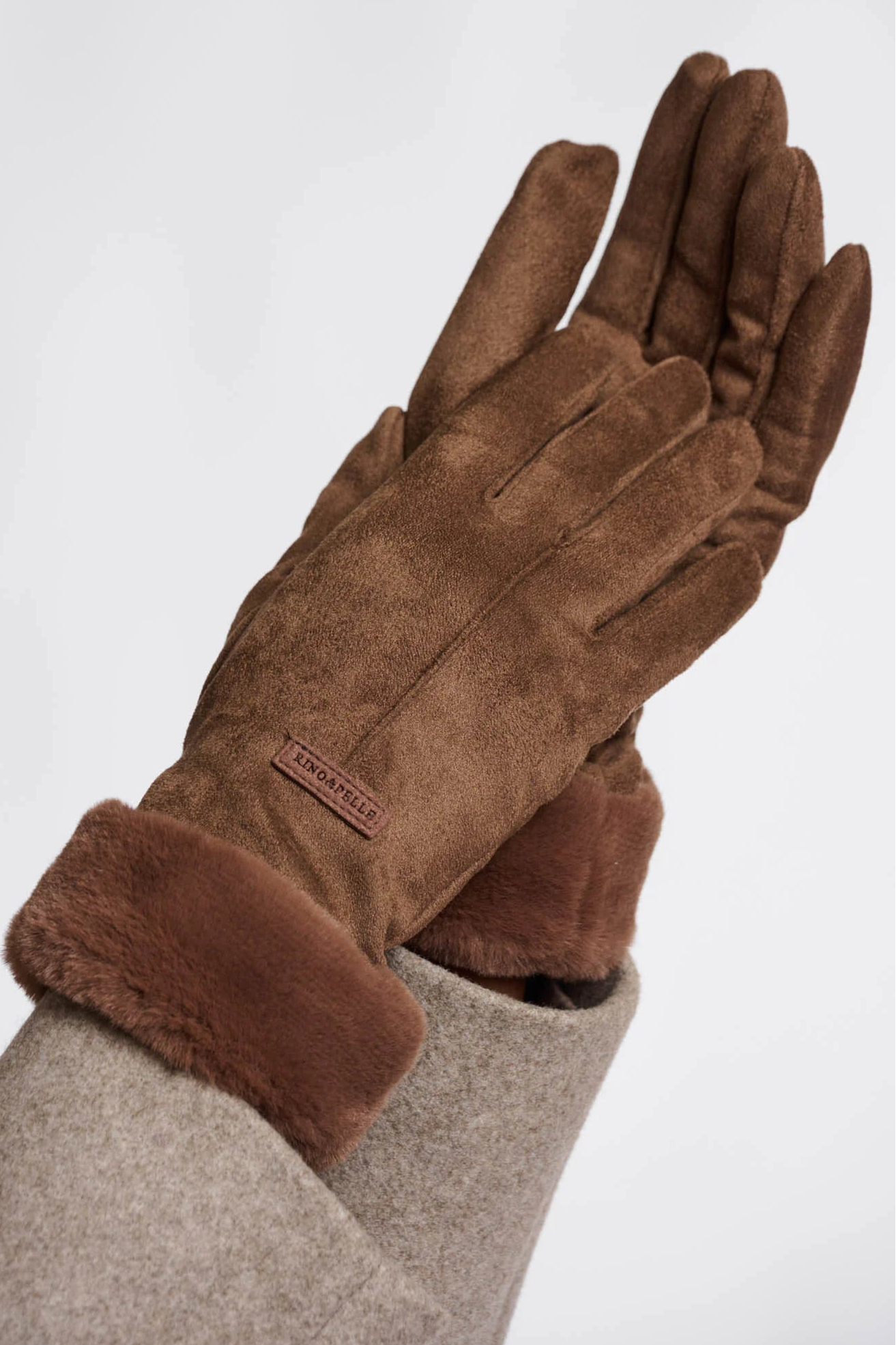 Faux Fur Trim Suede Gloves
