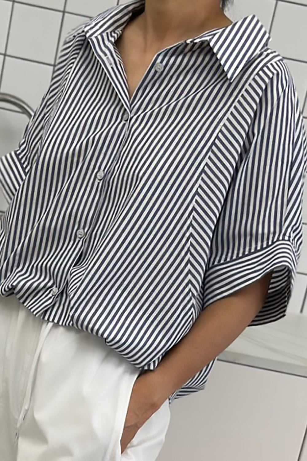 Bubble Hem Short Sleeve Shirt