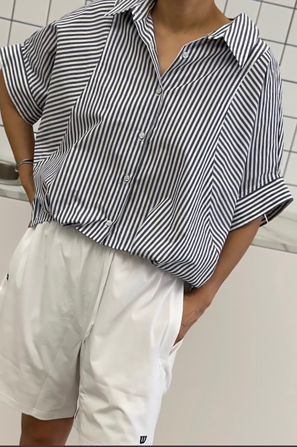Bubble Hem Short Sleeve Shirt