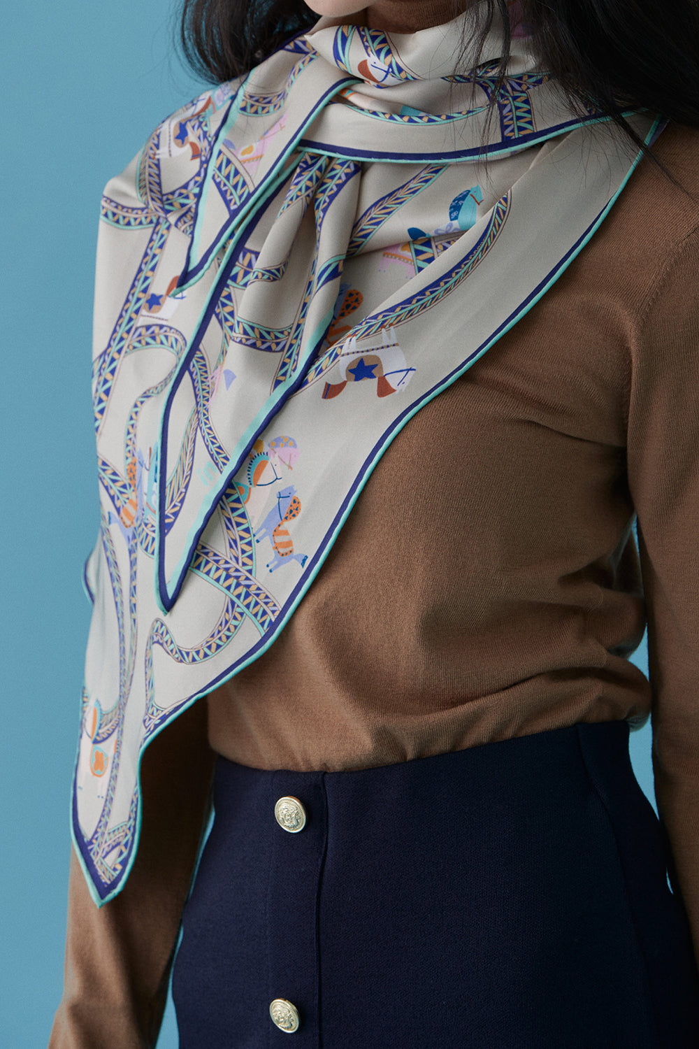Equine Triangle Silk Scarf