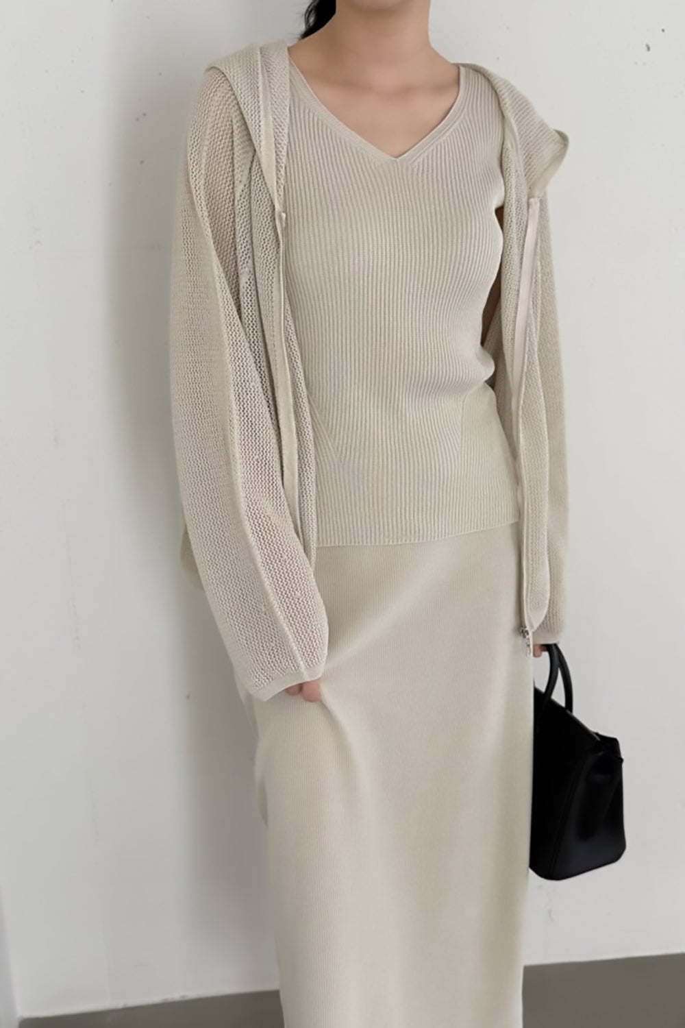 Openwork Linen Zip Hoodie