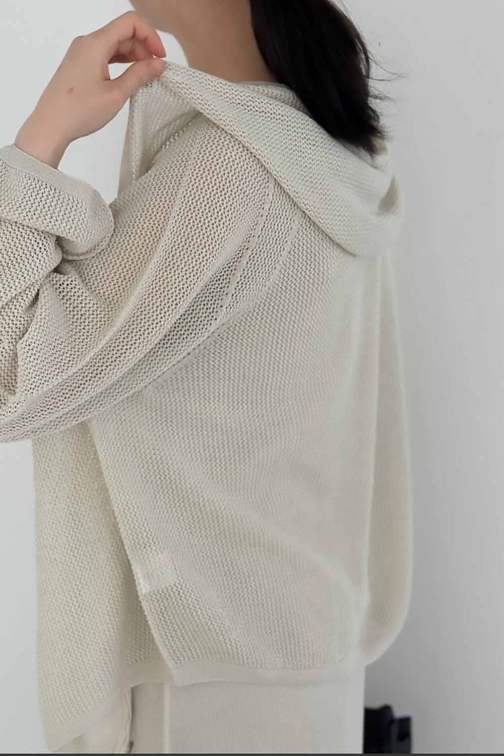 Openwork Linen Zip Hoodie