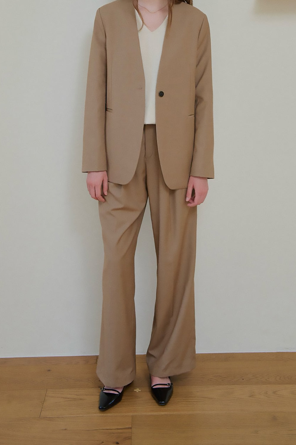 Curved Hem Collarless Blazer