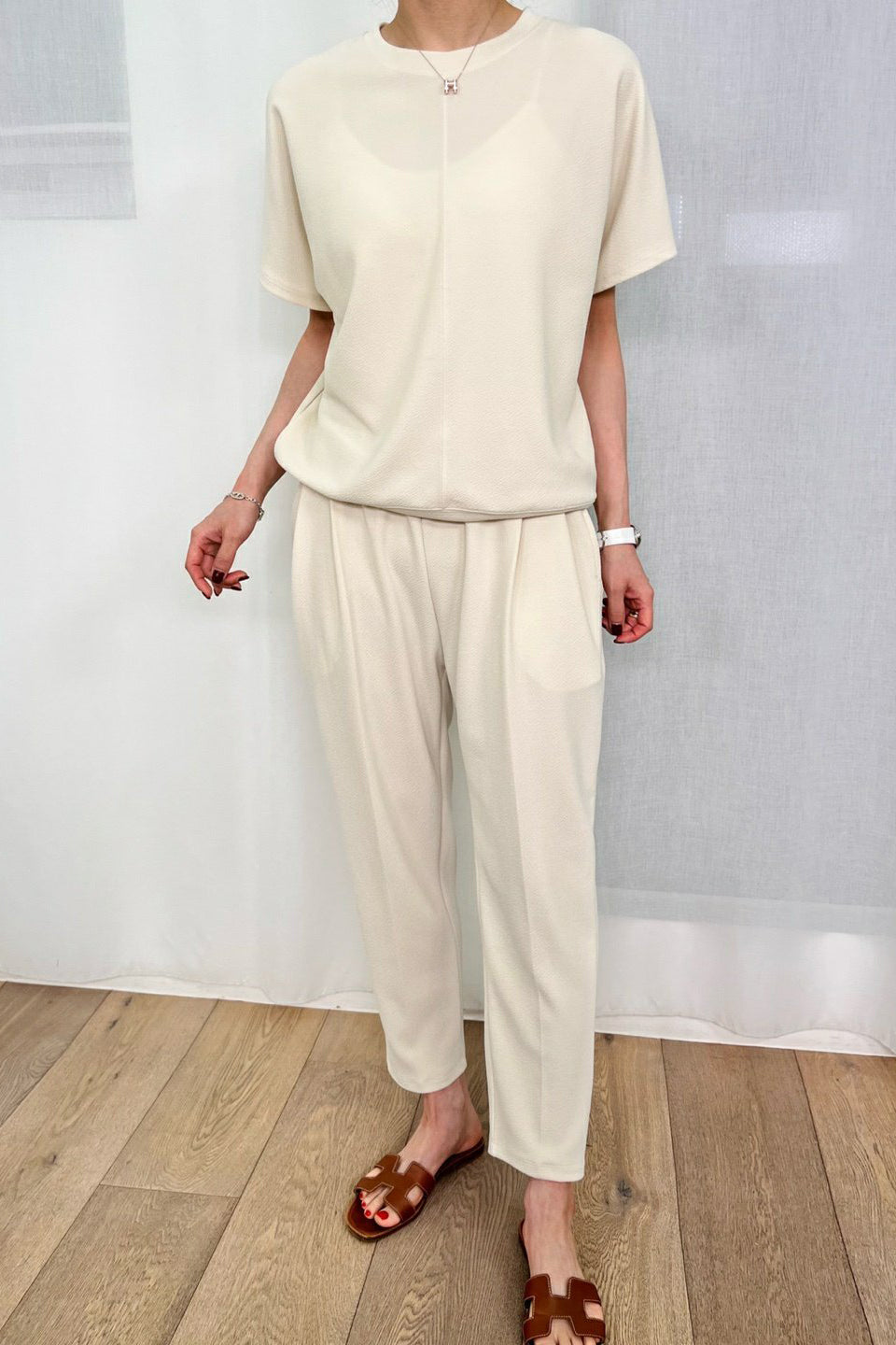 Crinkle Short Sleeve Pants Set