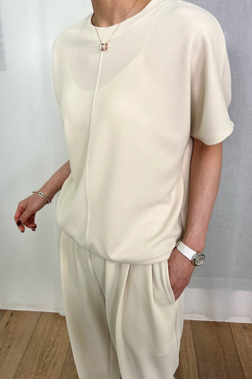 Crinkle Short Sleeve Pants Set