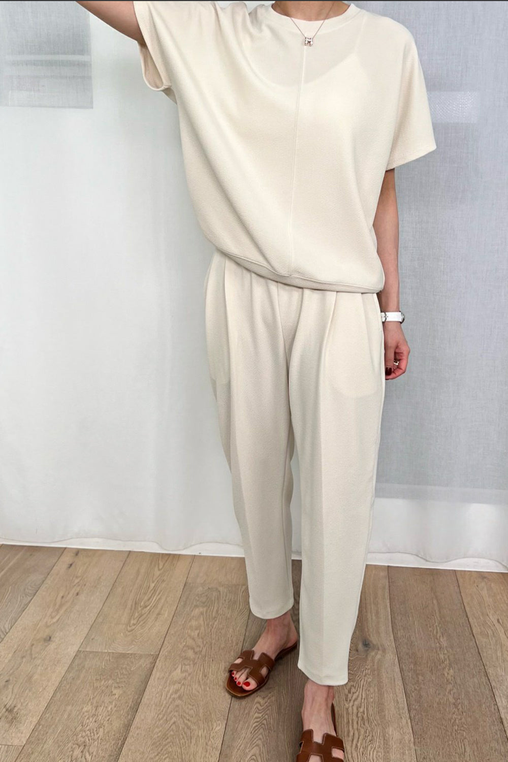 Crinkle Short Sleeve Pants Set