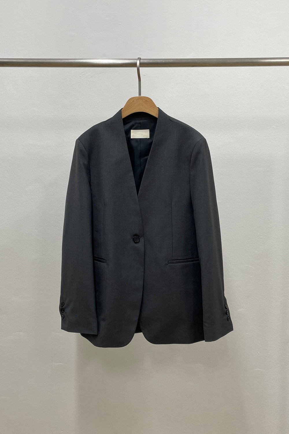 Curved Hem Collarless Blazer