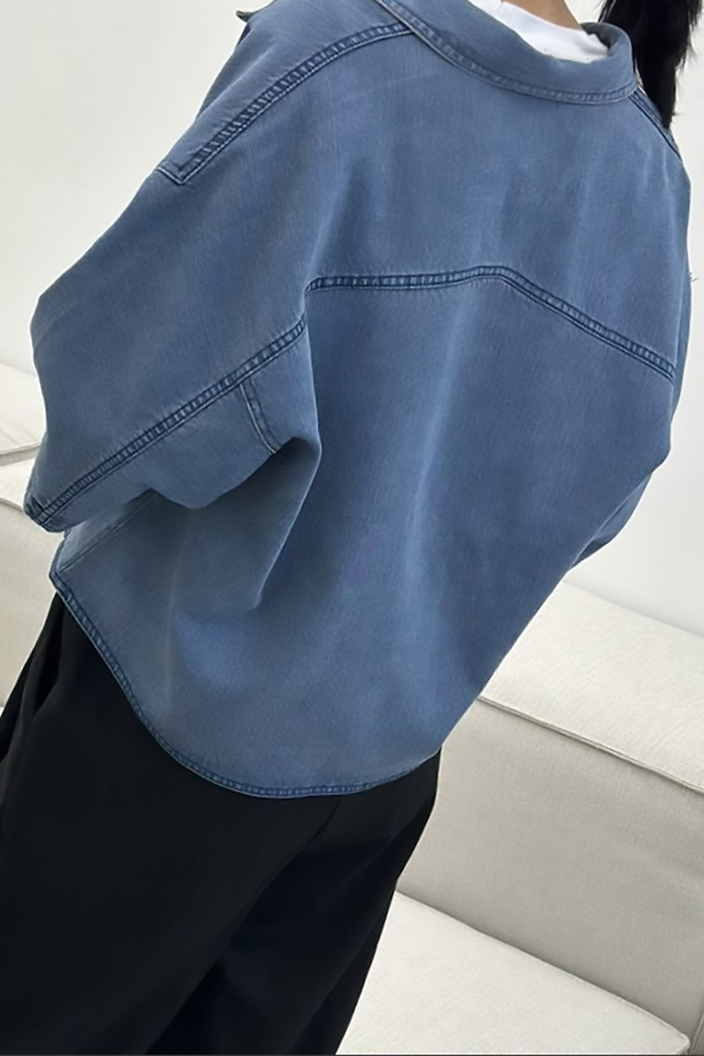 Cropped Short Sleeve Denim Jacket