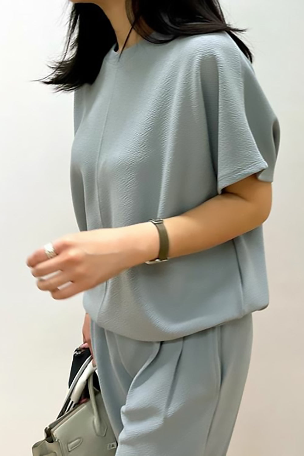 Crinkle Short Sleeve Pants Set