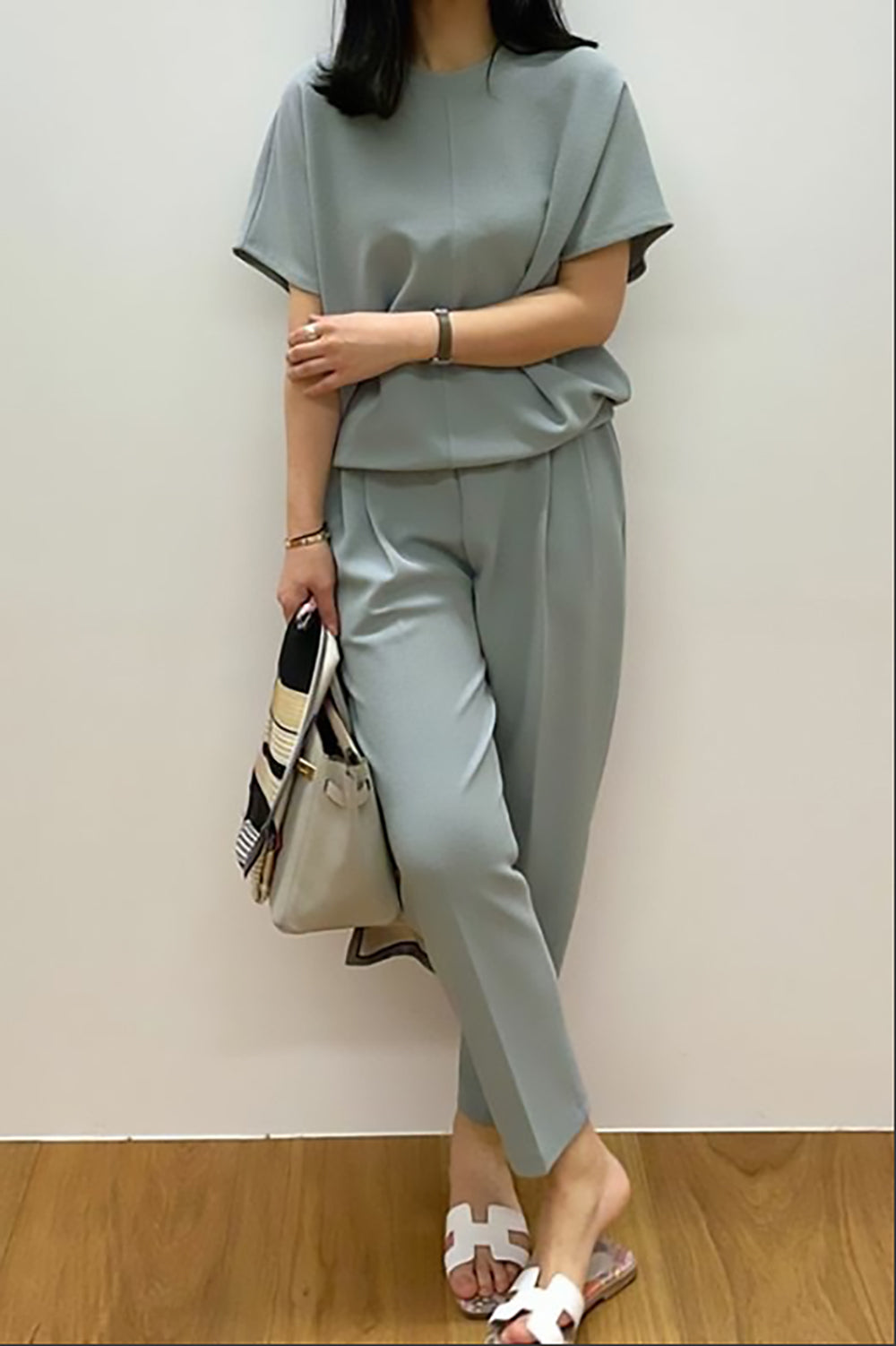 Crinkle Short Sleeve Pants Set