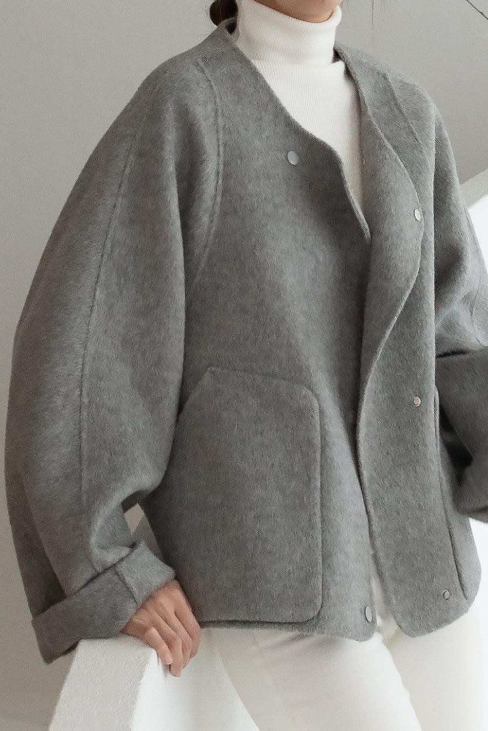 Snap Front Short Handmade Coat