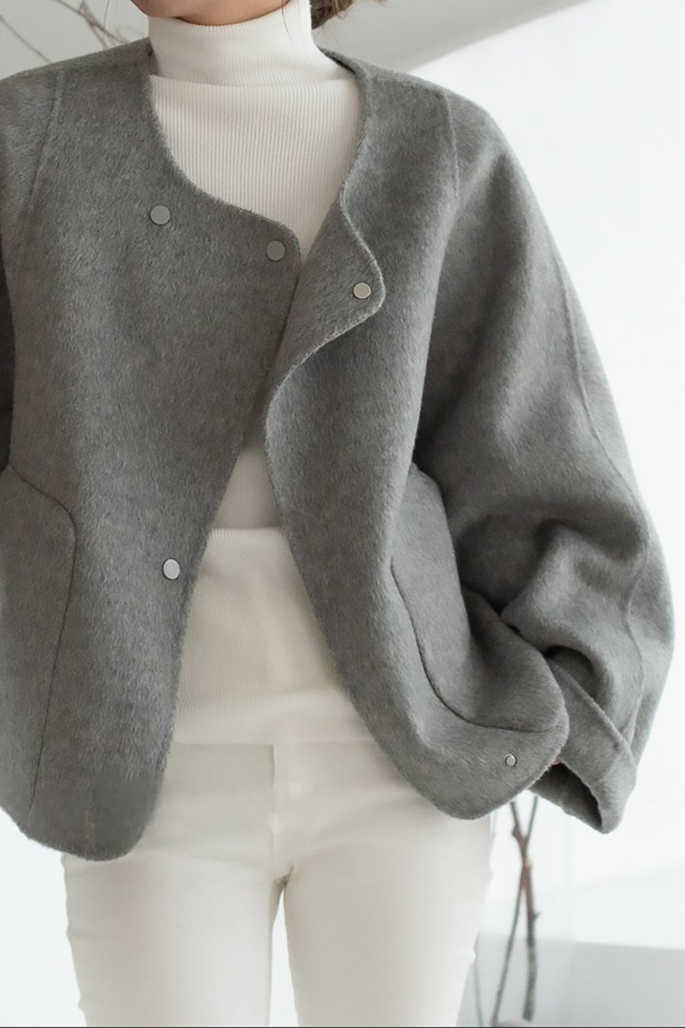 Snap Front Short Handmade Coat