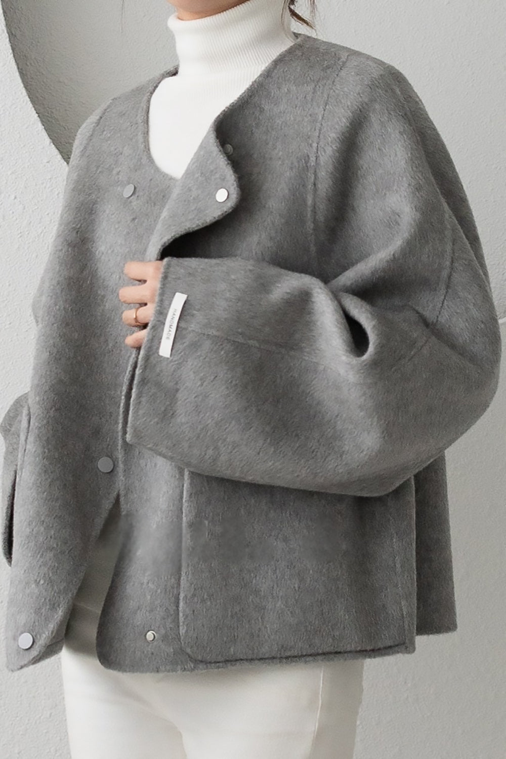 Snap Front Short Handmade Coat