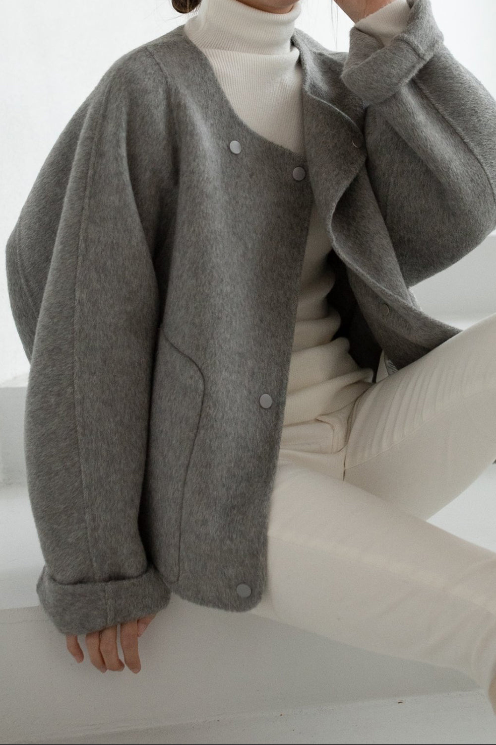 Snap Front Short Handmade Coat