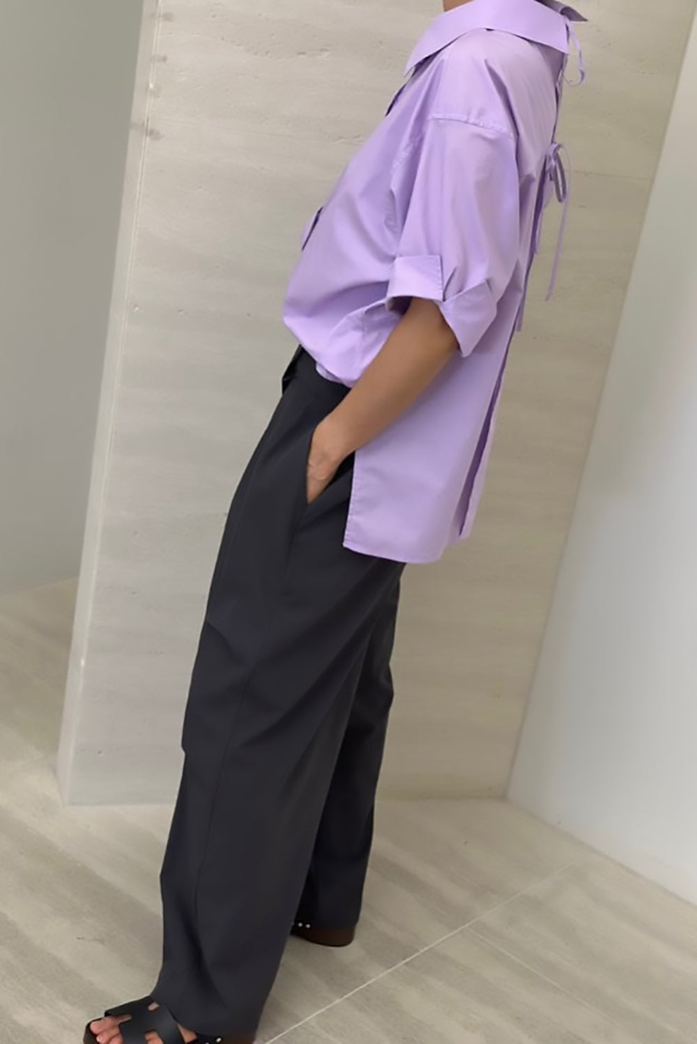 Tie Back Button-Up Blouse