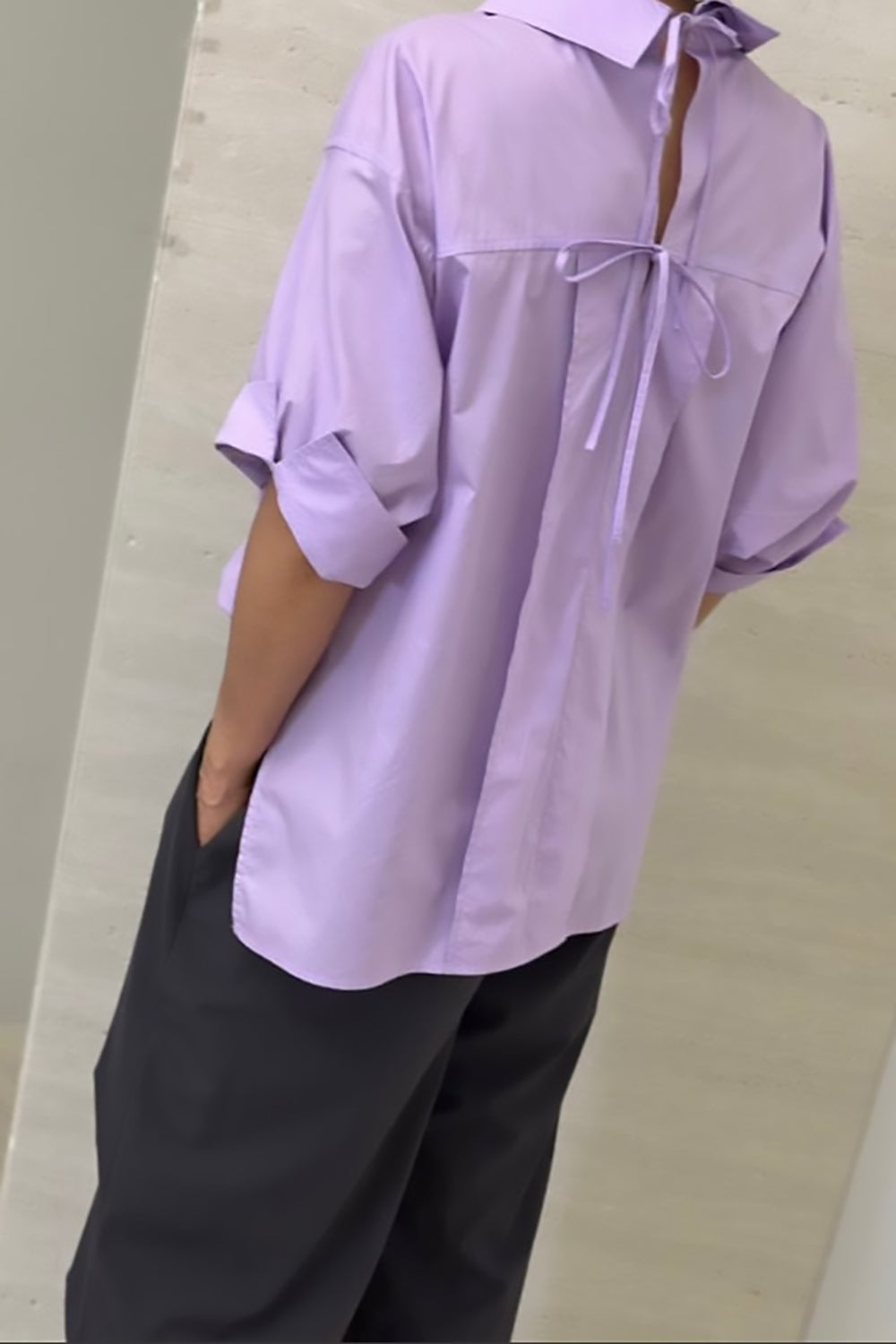 Tie Back Button-Up Blouse