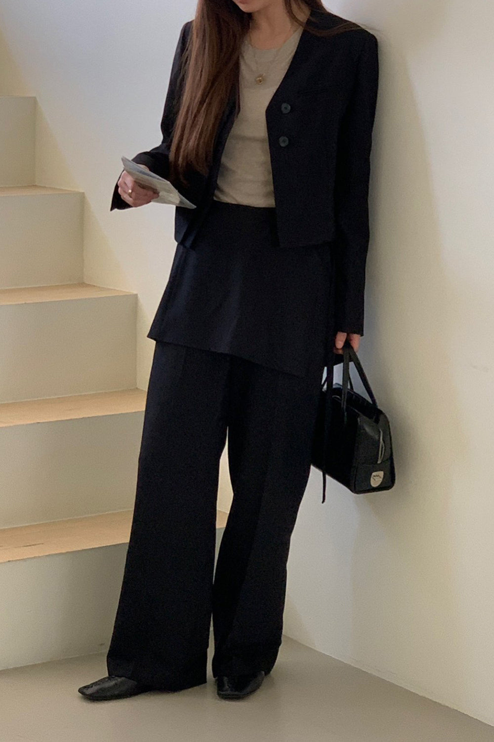 Vienna Collarless Crop Blazer