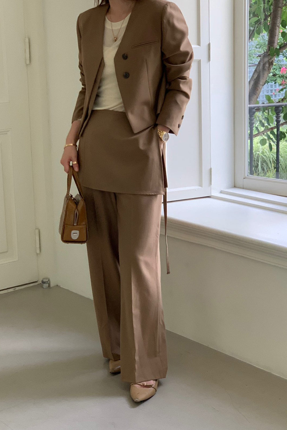 Vienna Collarless Crop Blazer