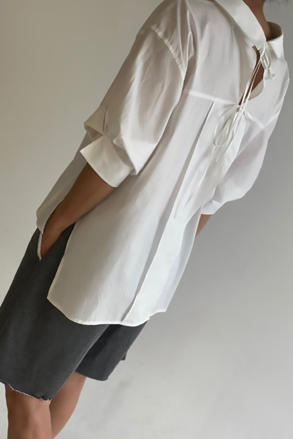 Tie Back Button-Up Blouse