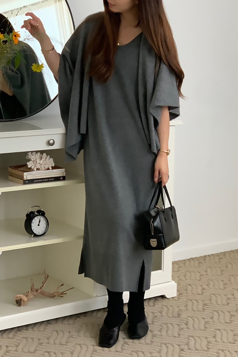 Wool Blend Open Front Cardigan