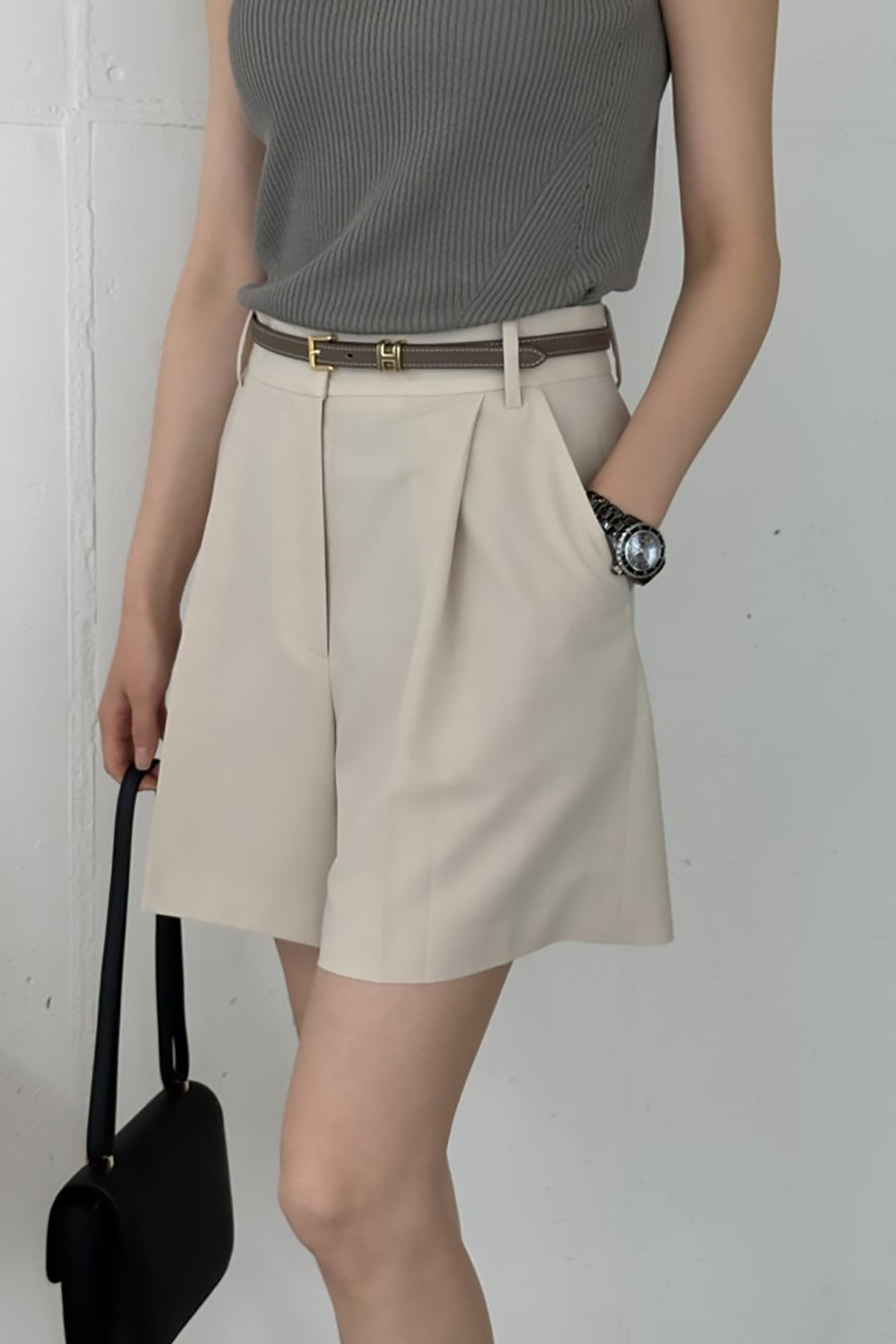 Wool Blend Tailored Shorts