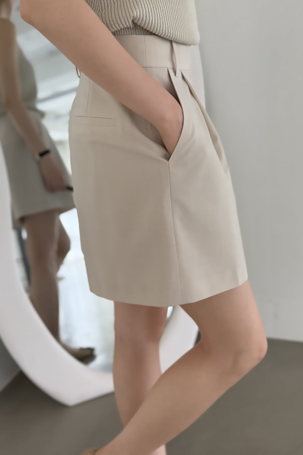 Wool Blend Tailored Shorts