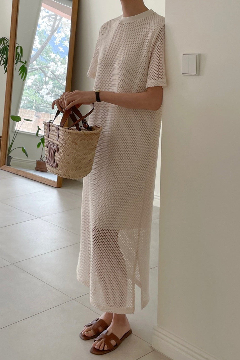 Perforated Overlay Dress