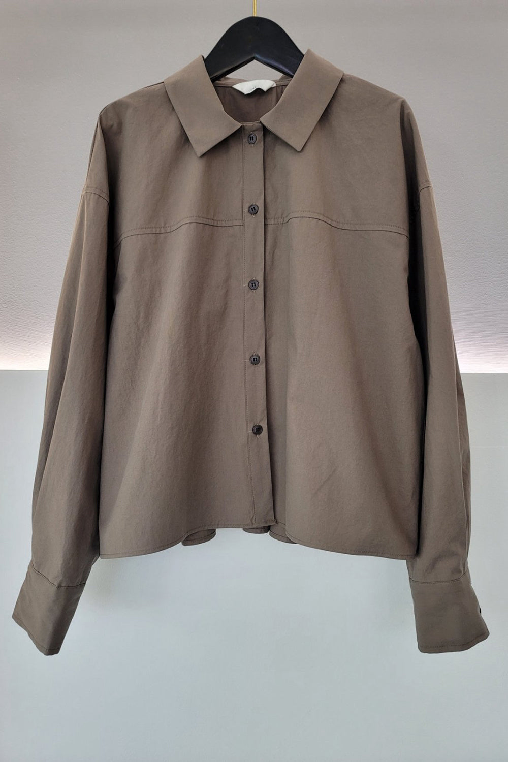 Box Pleat Button-Up Shirt