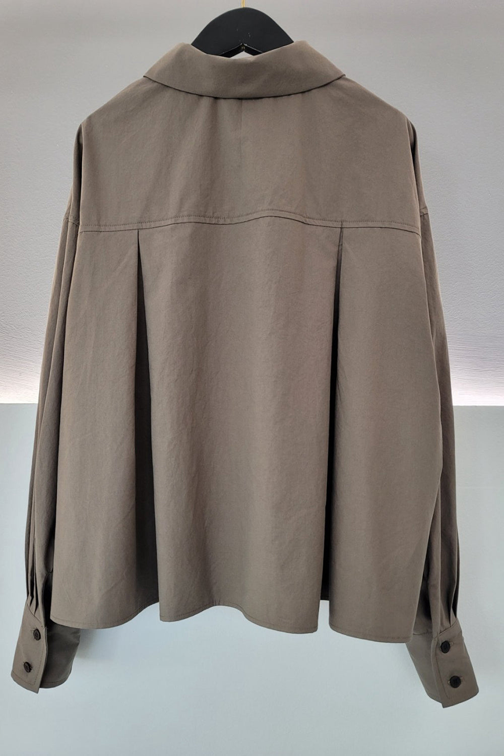Box Pleat Button-Up Shirt
