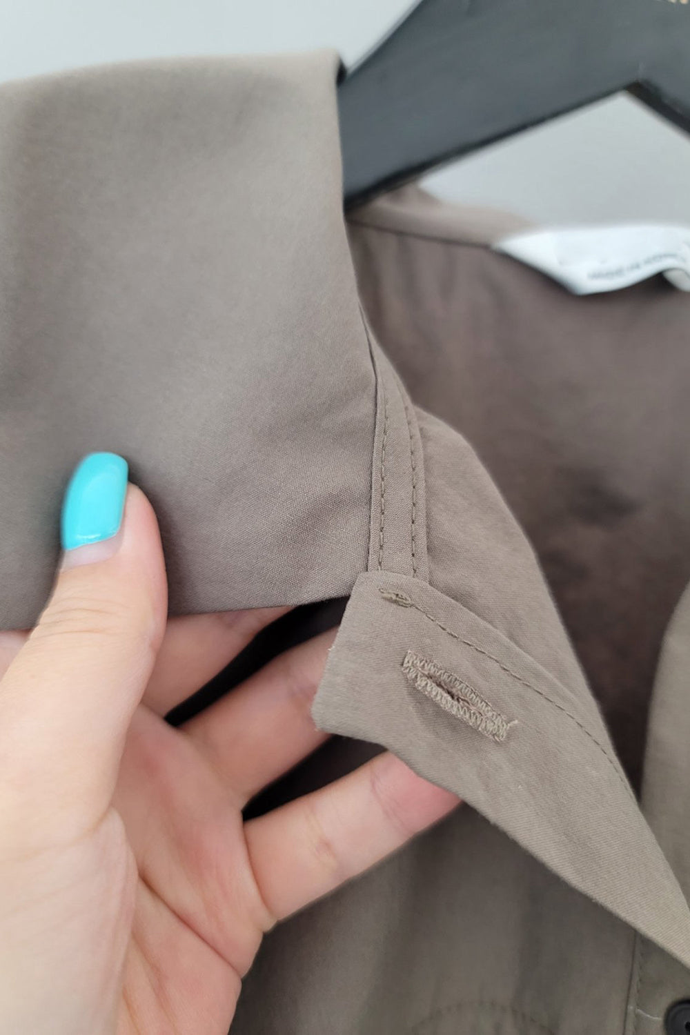 Box Pleat Button-Up Shirt
