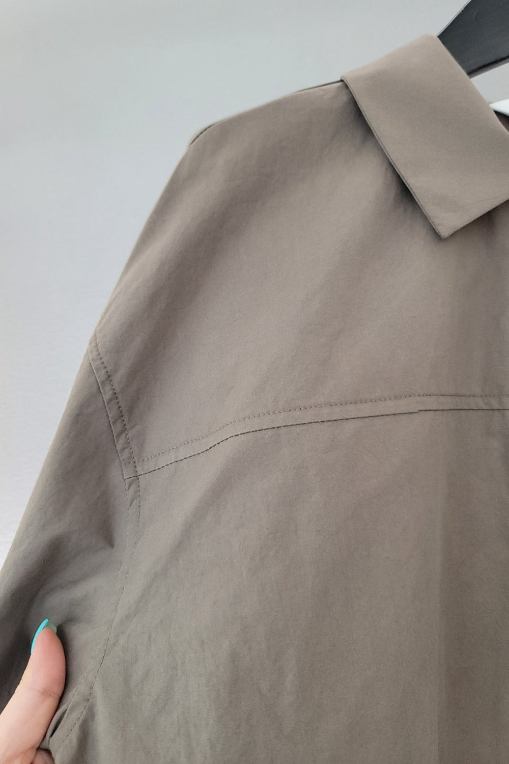 Box Pleat Button-Up Shirt