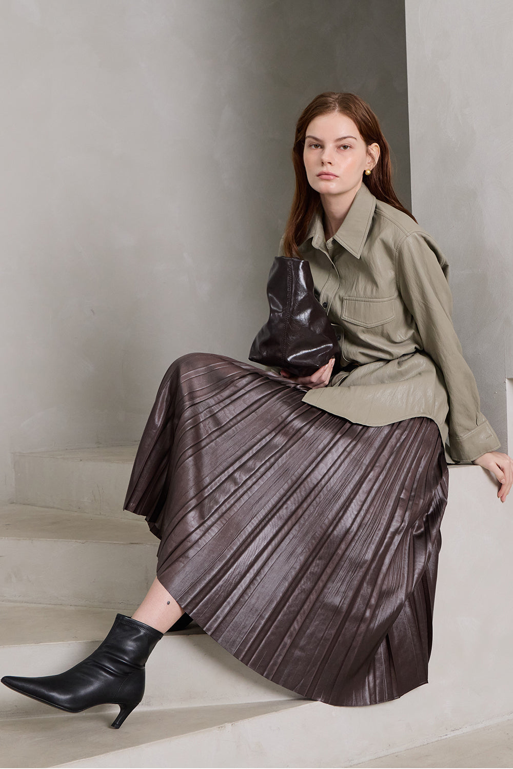 Lustre Pleated Skirt
