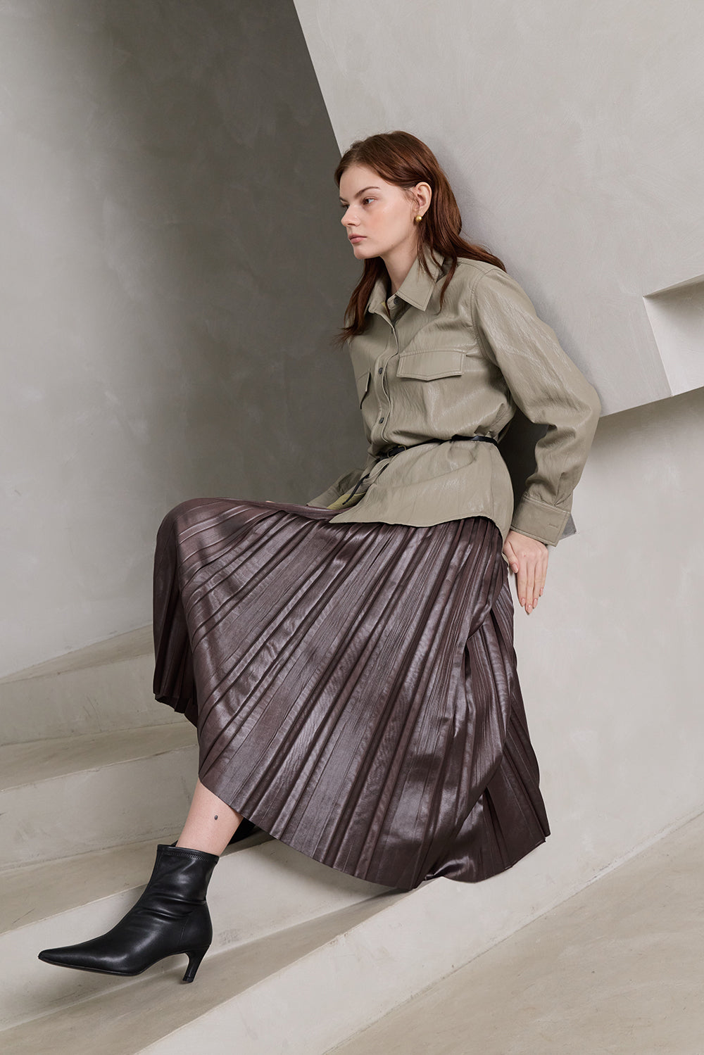 Lustre Pleated Skirt