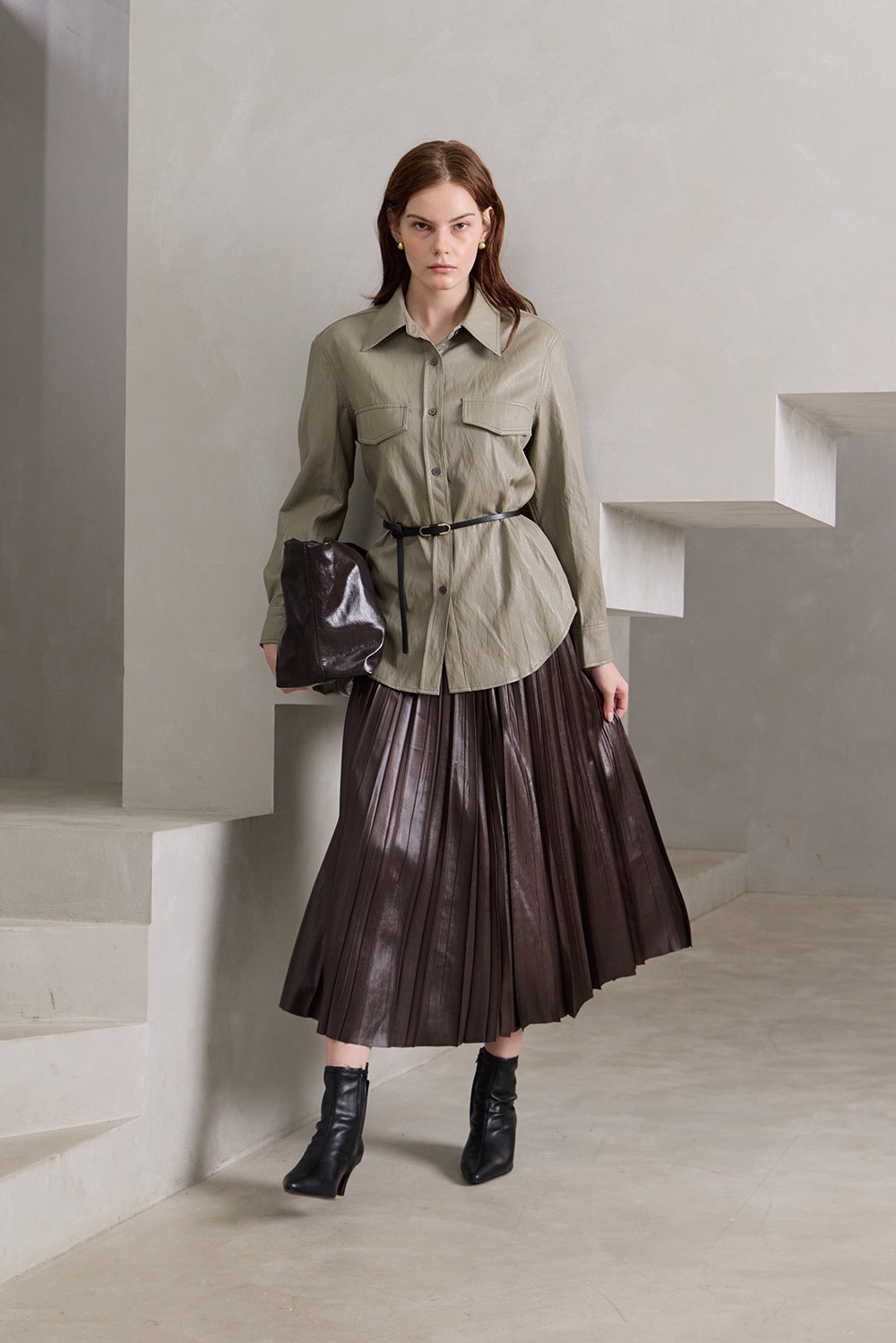 Lustre Pleated Skirt
