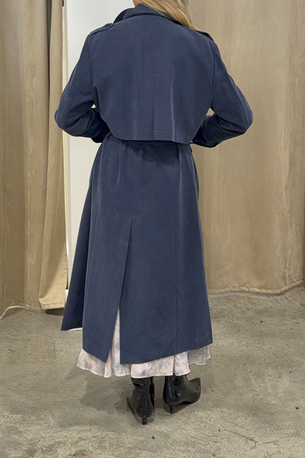 Draped Woven Trench Jacket
