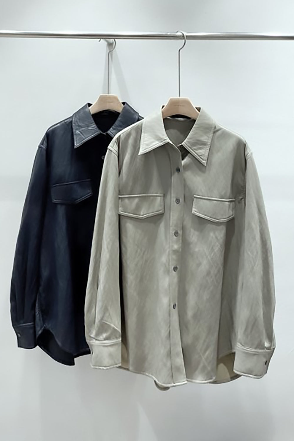 Faux Leather Button-Up Shirt