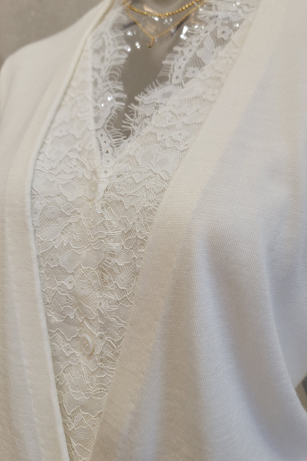 Lace Inset Wool Cardigan