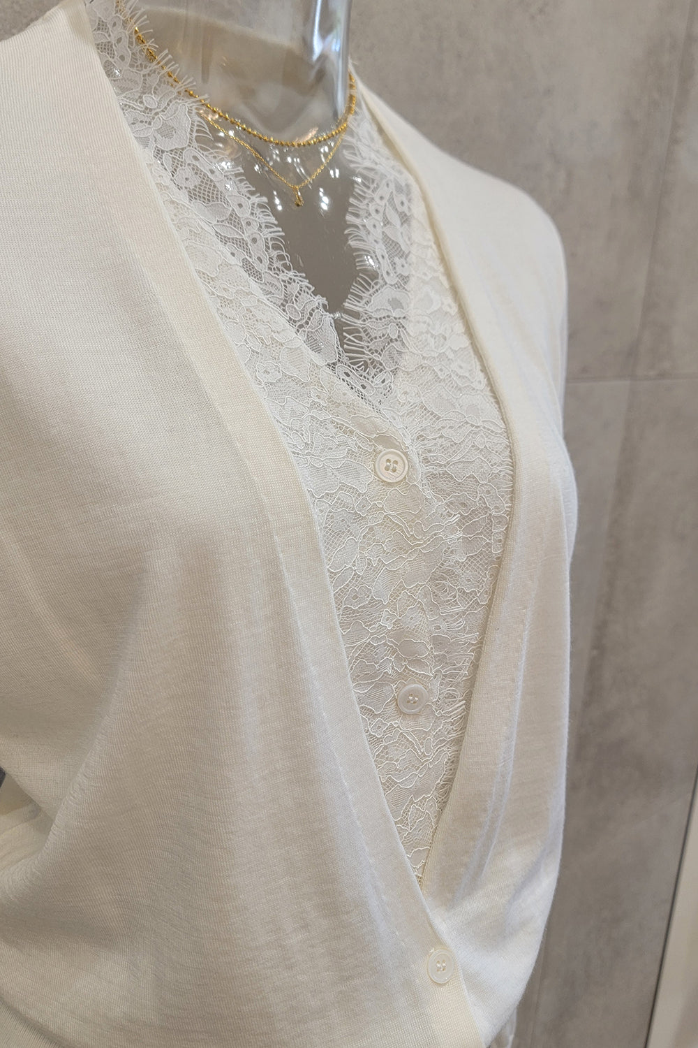 Lace Inset Wool Cardigan