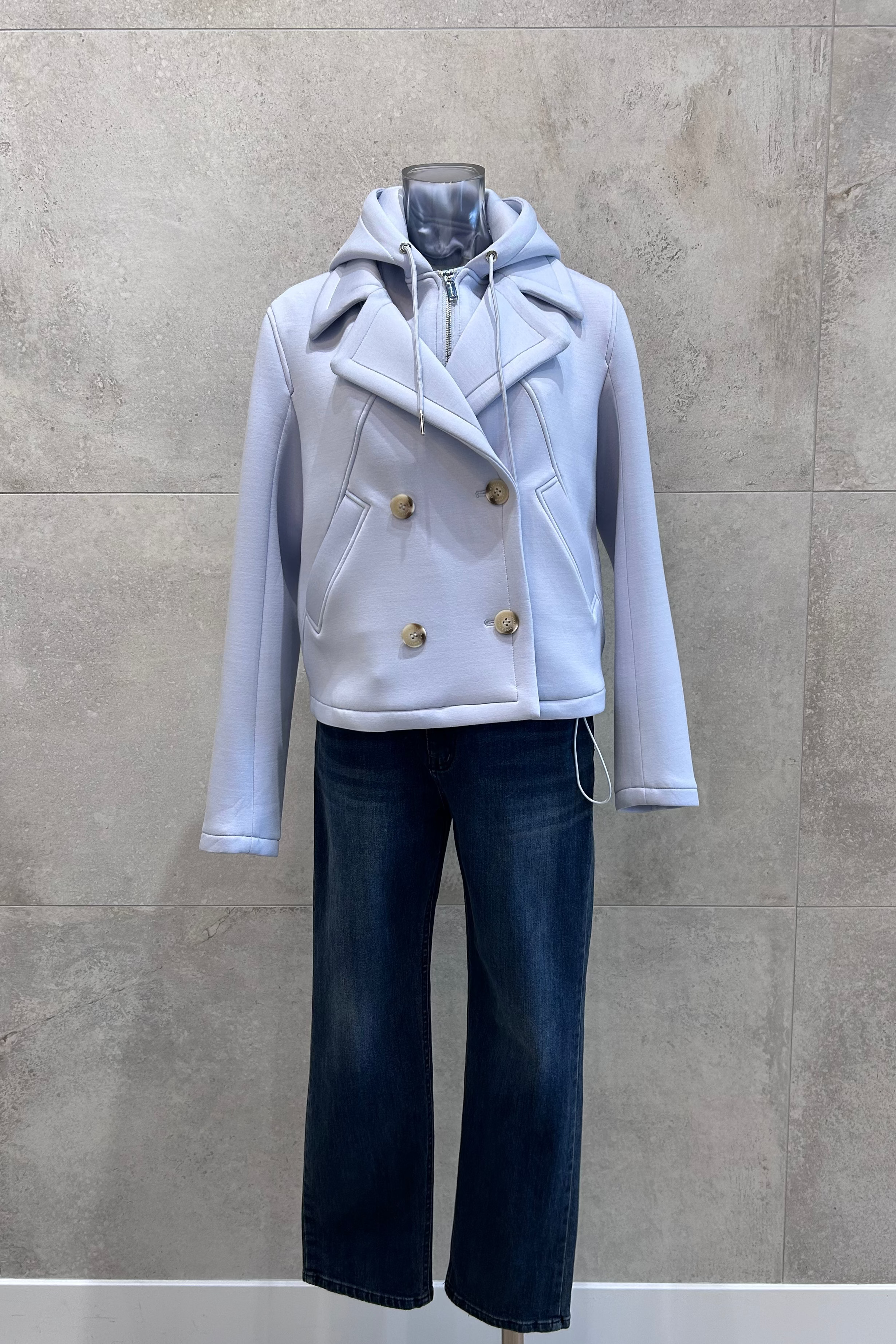 Hooded Layered Short Coat