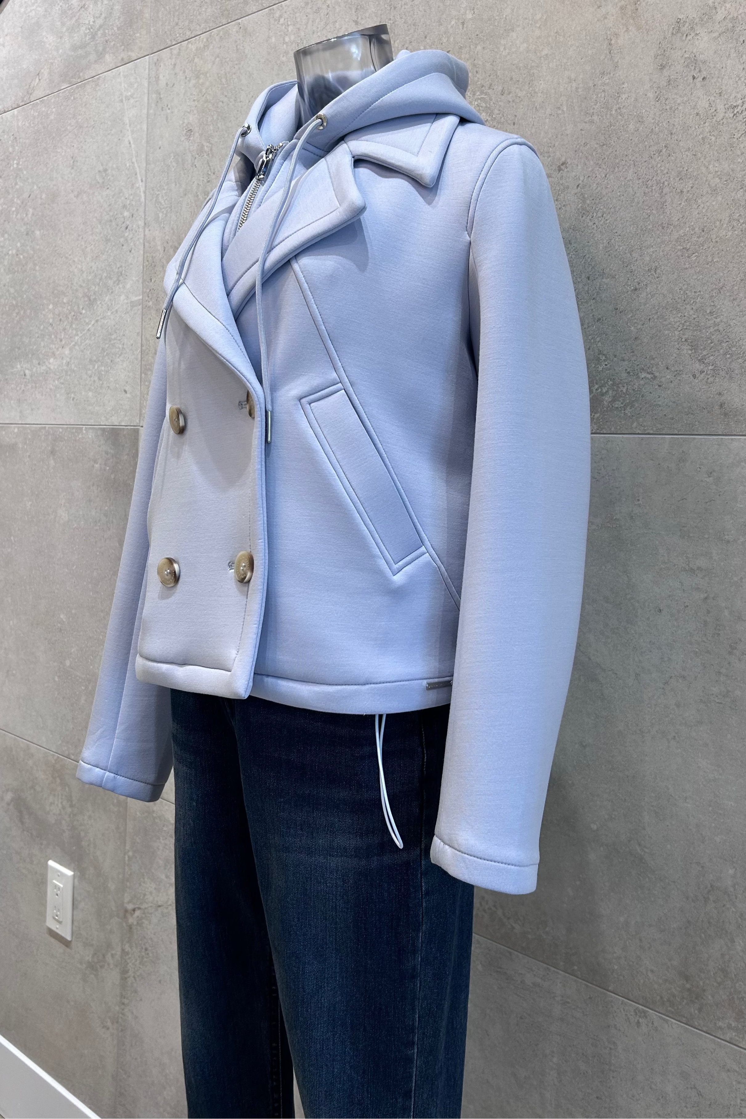 Hooded Layered Short Coat