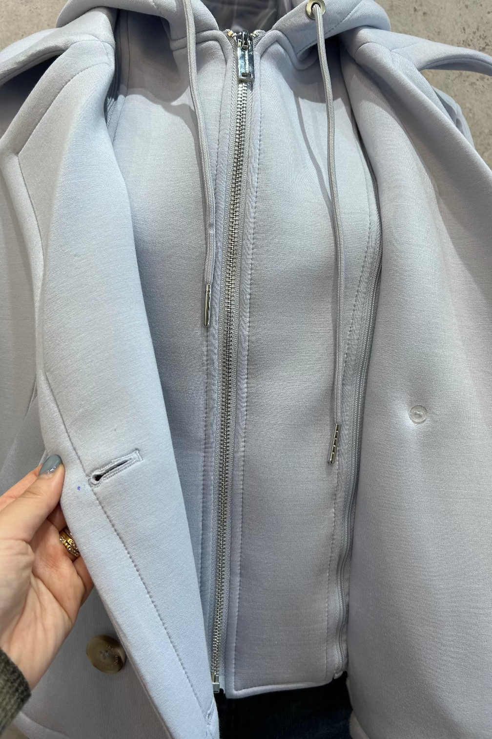 Hooded Layered Short Coat