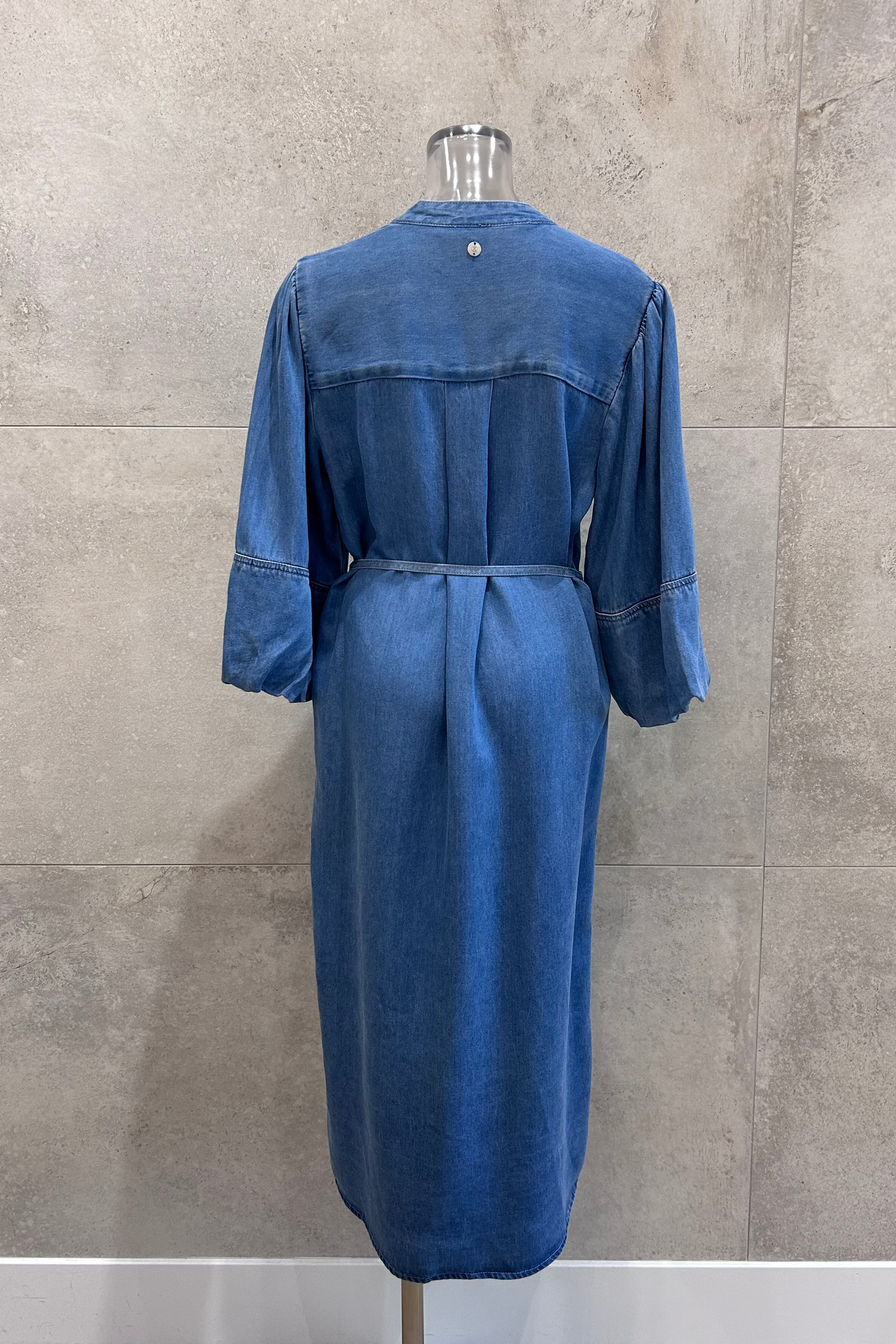 Balloon Sleeve Denim Shirt Dress
