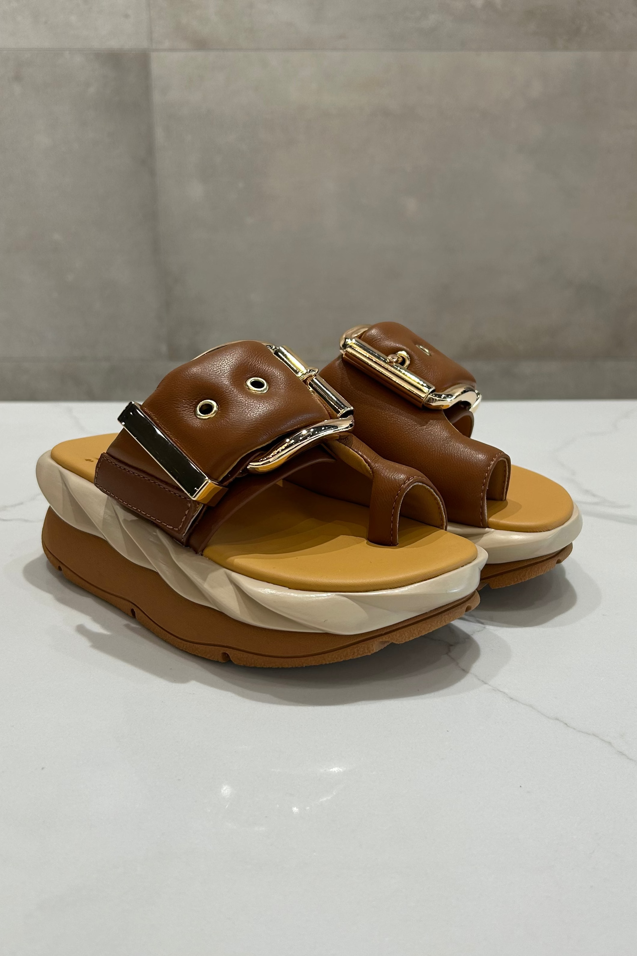 Mellow Buckle Platform Slide