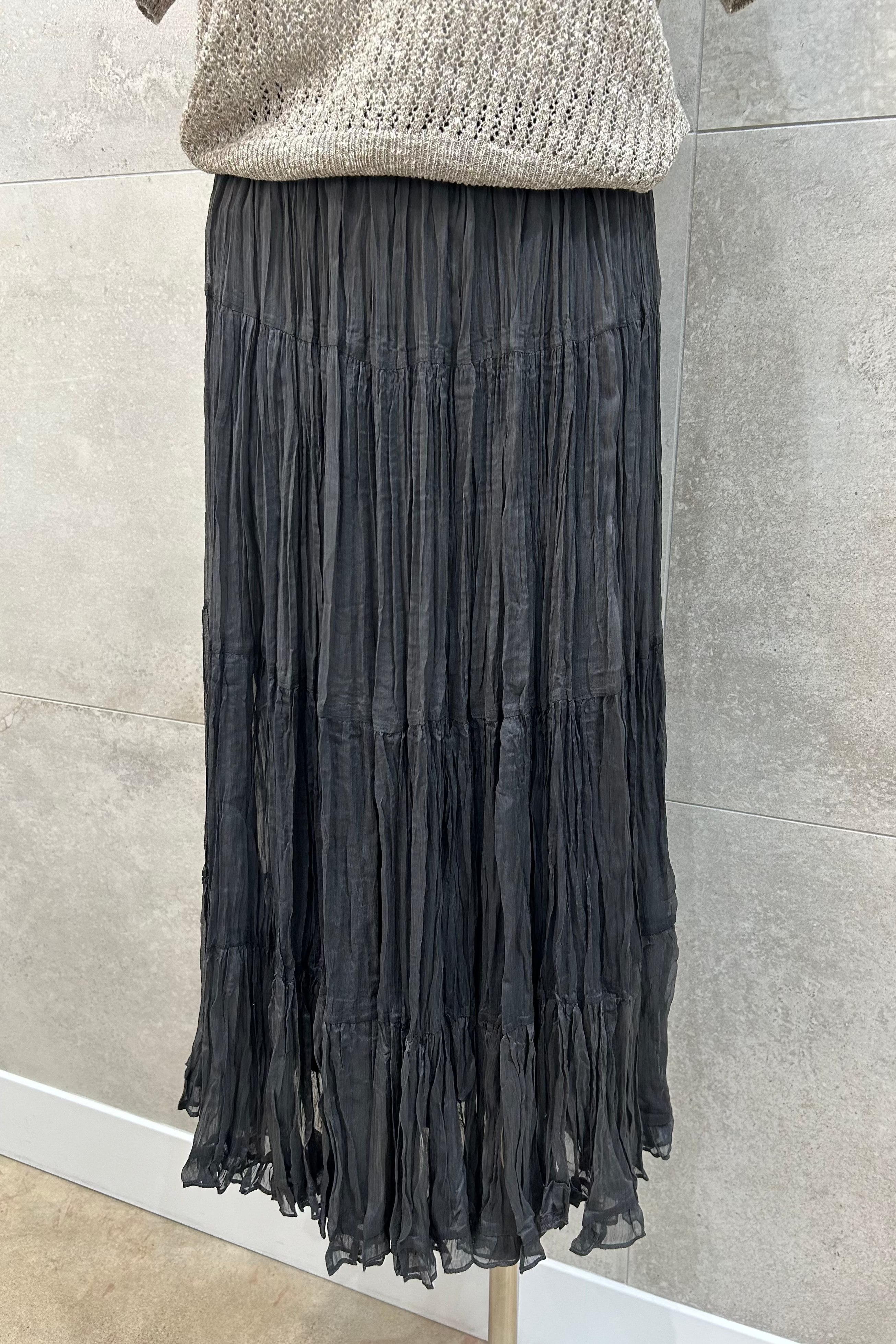 Crinkle Pull On Long Skirt