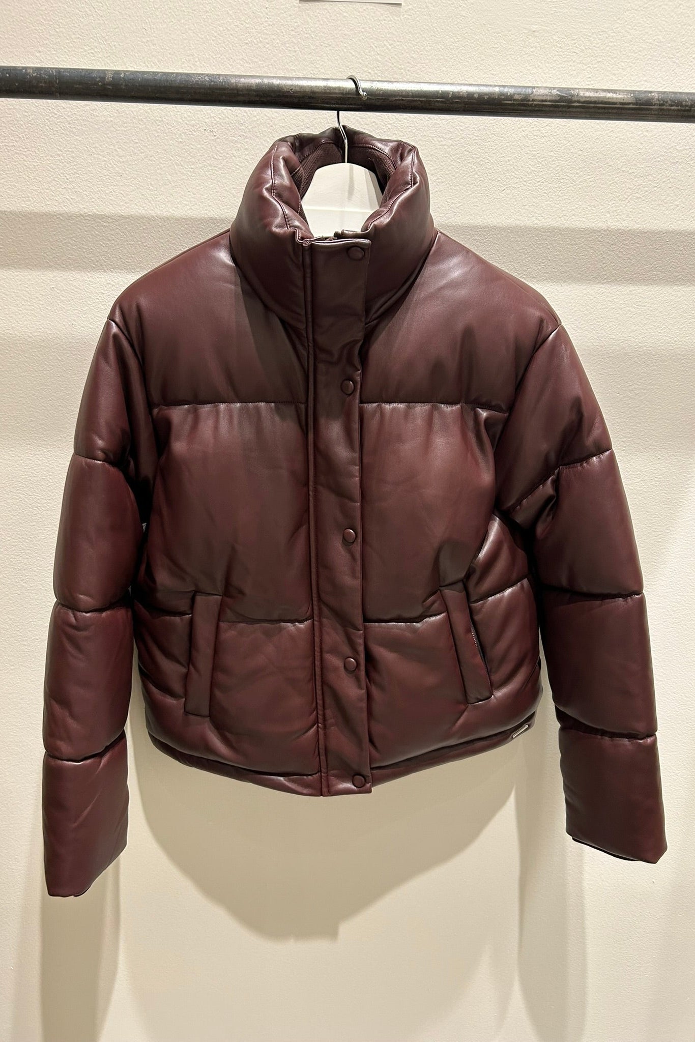 Faux Leather Puffer Coat