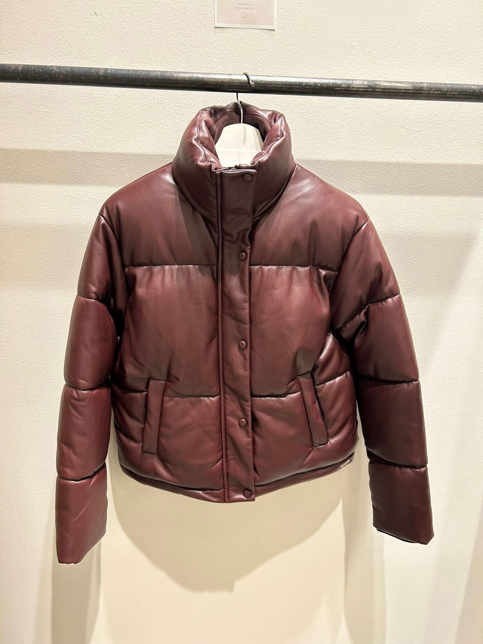 Faux Leather Puffer Coat